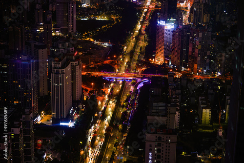 Night view of city road and overpass in Nanning  Guangxi  China