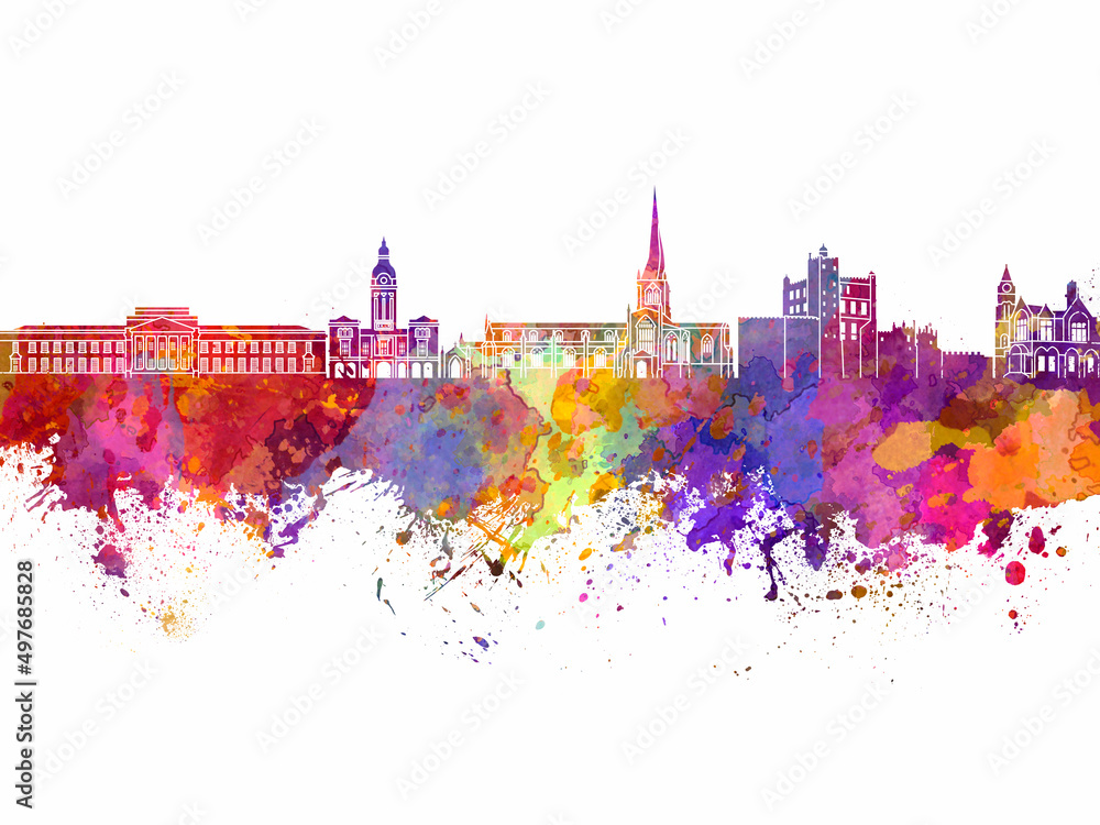 Fototapeta premium Chesterfield UK skyline in watercolor 