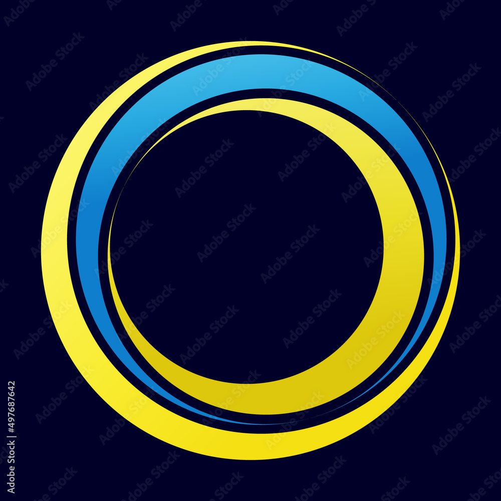 Blue and yellow lines in circle form. Logo, icon or label is in Ukrainian colors. Blue and yellow lines in circle form. Logo, icon or label is in Ukrainian colors.