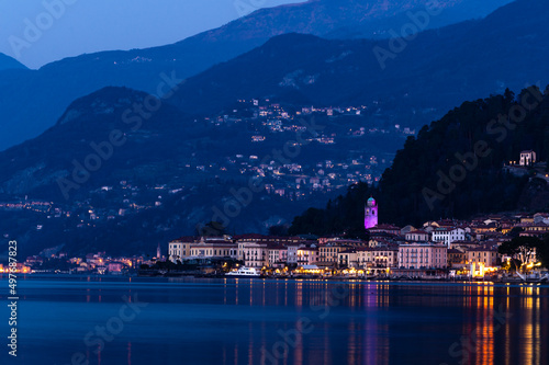 The village of Bellagio, on Lake Como, on a winter night.   © leledaniele