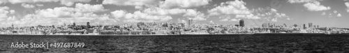 Istanbul, Turkey: Panorama of the modern European side; Istanbul cityscape on the banks of Bosphorus strait