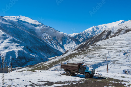 Ancient settlement in the mountains, Xinaliq, Azerbaijan photo