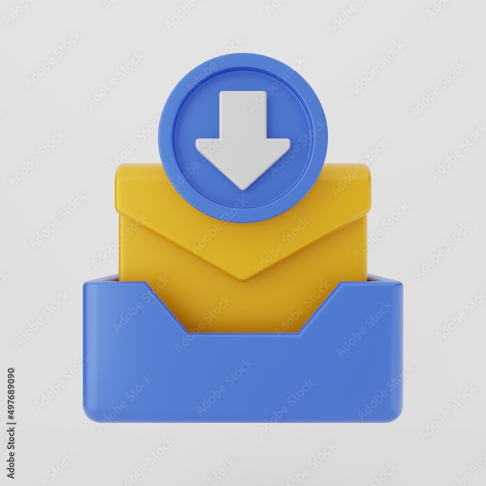 3d icon message mail envelope isolated on white background. 3d icon message mail envelope isolated on white background.