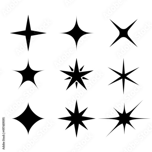 Sparkle star icon, glittering light effect