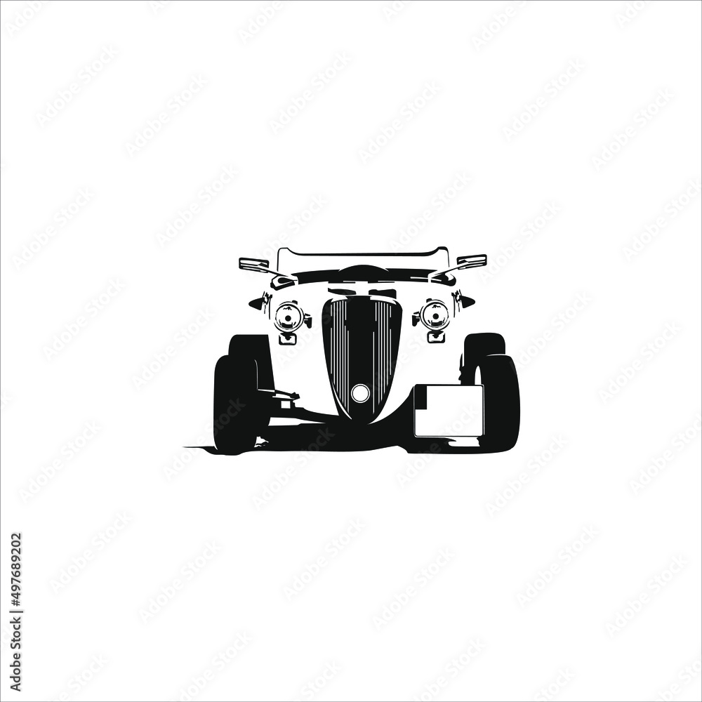 Black Illustration silhouette of classic car vector