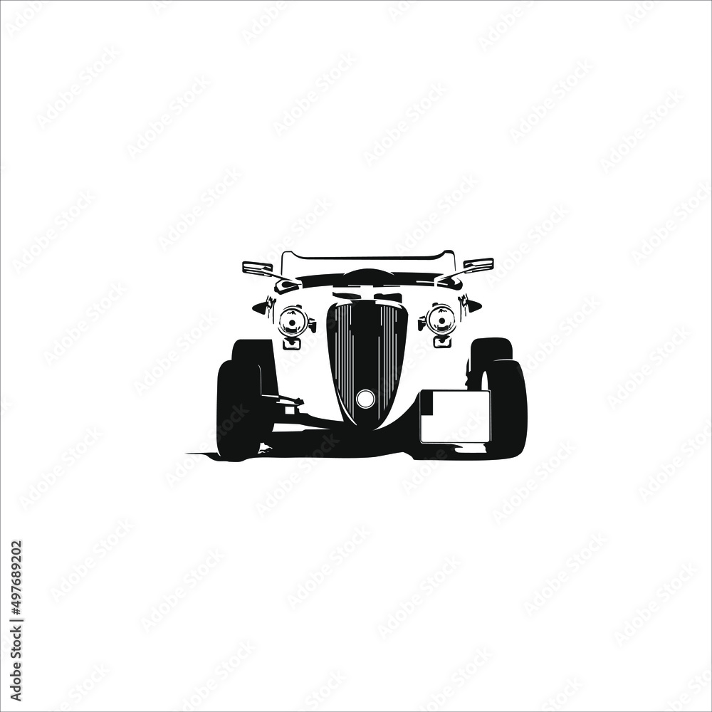 Black Illustration silhouette of classic car vector Black Illustration silhouette of classic car vector
