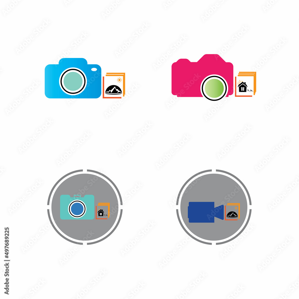 Camera with photo icon vector background Camera with photo icon vector background