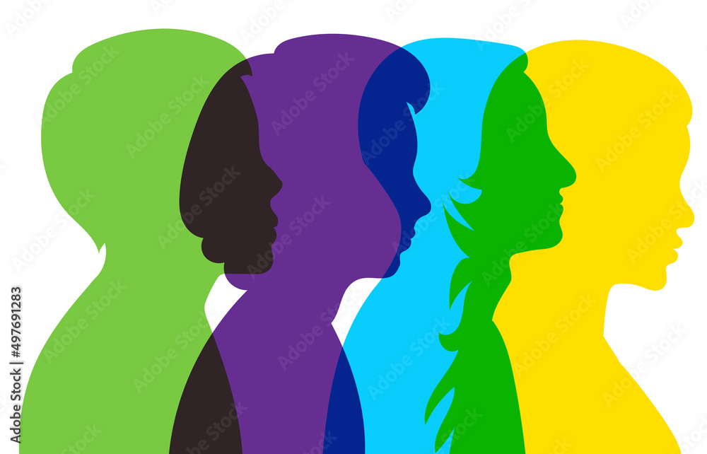 portrait people silhouette, isolated on white background vector