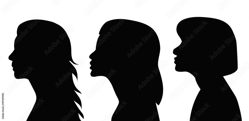 portrait woman silhouette, isolated on white background vector