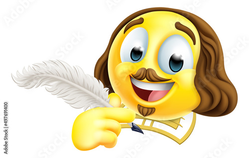 Shakespeare Poet Emoticon Emoji Cartoon Face Icon