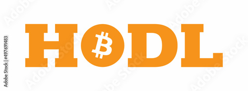Hodl Bitcoin BTC icon cryptocurrency vector Illustration. Best used for tshirt, mugs, crypto memes, posters, web design, marketing, bull and bear market trading.