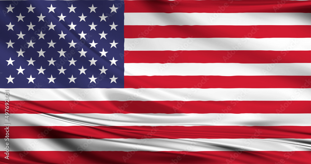Naklejka premium United States of America (USA). Flag of the United States of America. The concept of aid, association of countries, political and economic relations.