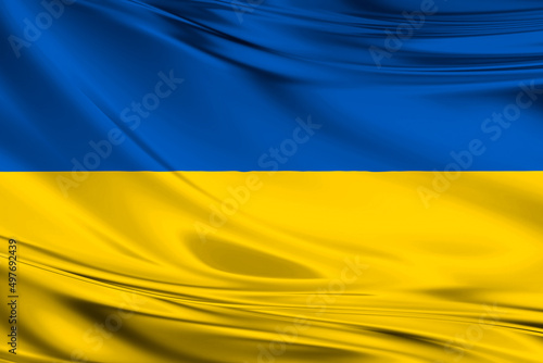 Ukraine (UA). Flag of Ukraine. Blue and yellow flag. 3D illustration