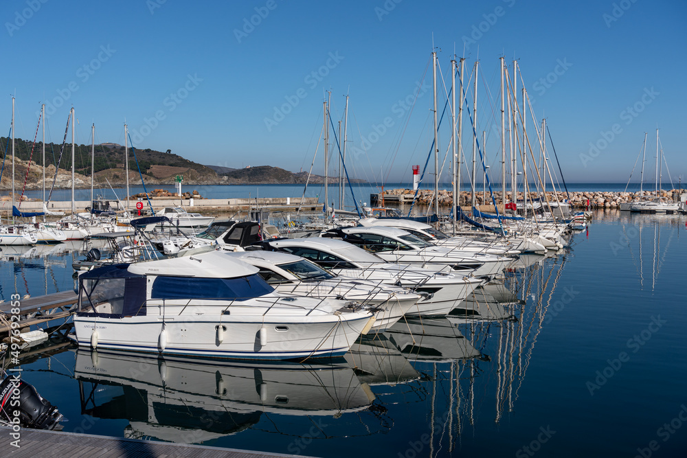 Boats moored at the port of Banyuls-sur-Mer