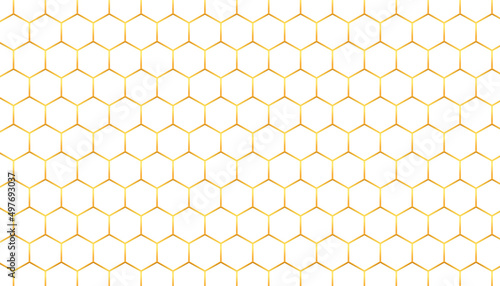 3D gold honeycomb background. Abstract white hexagon pattern. Vector illustration.