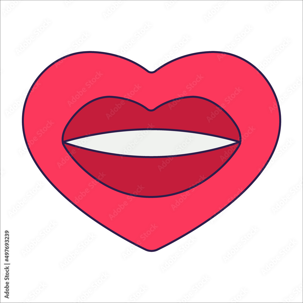 Retro Valentine Day icon heart. Love symbols in the fashionable pop line art style. The figure of a heart in soft pink, red and coral color. Vector illustration isolated on white. Retro Valentine Day icon heart. Love symbols in the fashionable pop line art style. The figure of a heart in soft pink, red and coral color. Vector illustration isolated on white.