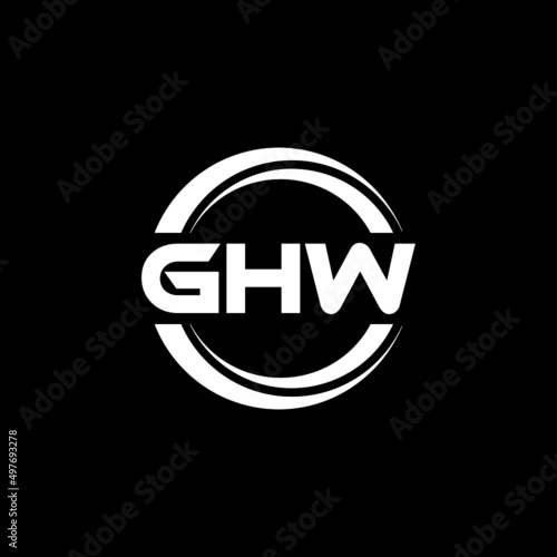 GHW letter logo design with black background in illustrator, vector logo modern alphabet font overlap style. calligraphy designs for logo, Poster, Invitation, etc.