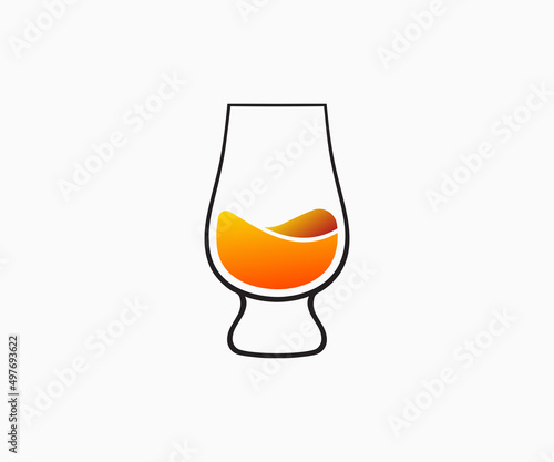 Whiskey Glass logo vector. Whiskey Glass Vector Icon. Glencairn Whisky Glass.