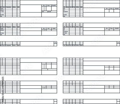 Stamp for drawing design. The main inscription for the drawing frame. Stamp construction drawing and engineering drawing. Vector stamp