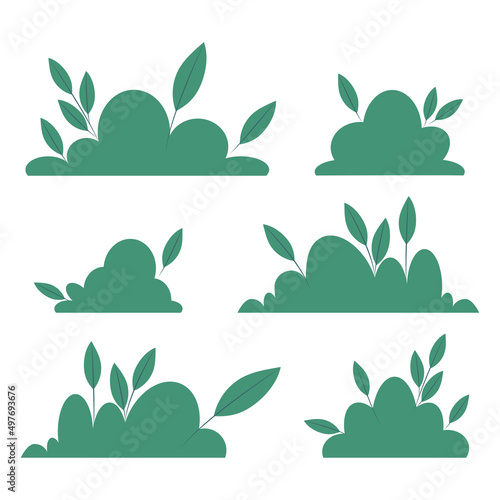 Set of flat vector bushes. Isolated illustration