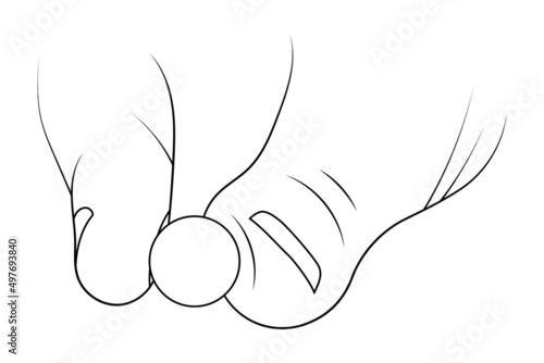 Holding pill between fingers sketch illustration.