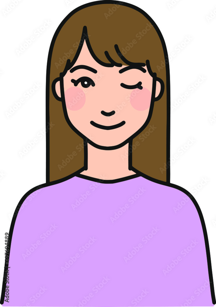 照れながらウィンクする女性