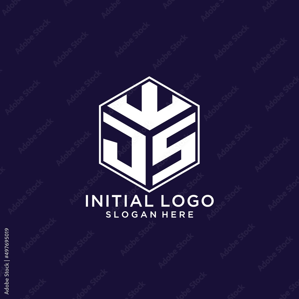 Initials JS logo hexagon shape, creative geometric logo design concept ...