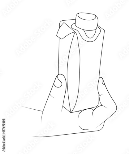 Hold beverage in a carton vector sketch illustration.