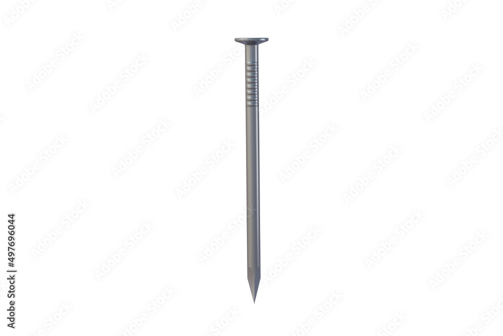 Metal nail isolated on white background. 3d render Metal nail isolated on white background. 3d render