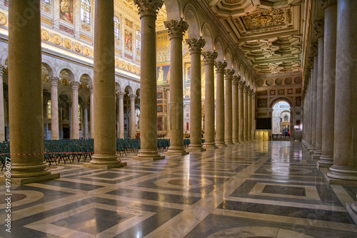 A side aisle of the byzantine church of San Paolo fuori le mura in Rome