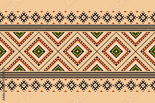 Geometric ethnic oriental seamless pattern traditional Design for background,carpet,wallpaper.clothing,wrapping,Batik fabric,Aztec,Vector illustration.embroidery style - Sadu, sadou, sadow or sado