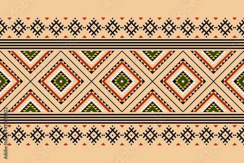 Geometric ethnic oriental seamless pattern traditional Design for background,carpet,wallpaper.clothing,wrapping,Batik fabric,Aztec,Vector illustration.embroidery style - Sadu, sadou, sadow or sado