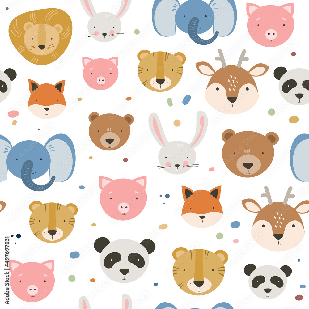Cartoon animal head pattern for wrapping paper Cartoon animal head pattern for wrapping paper