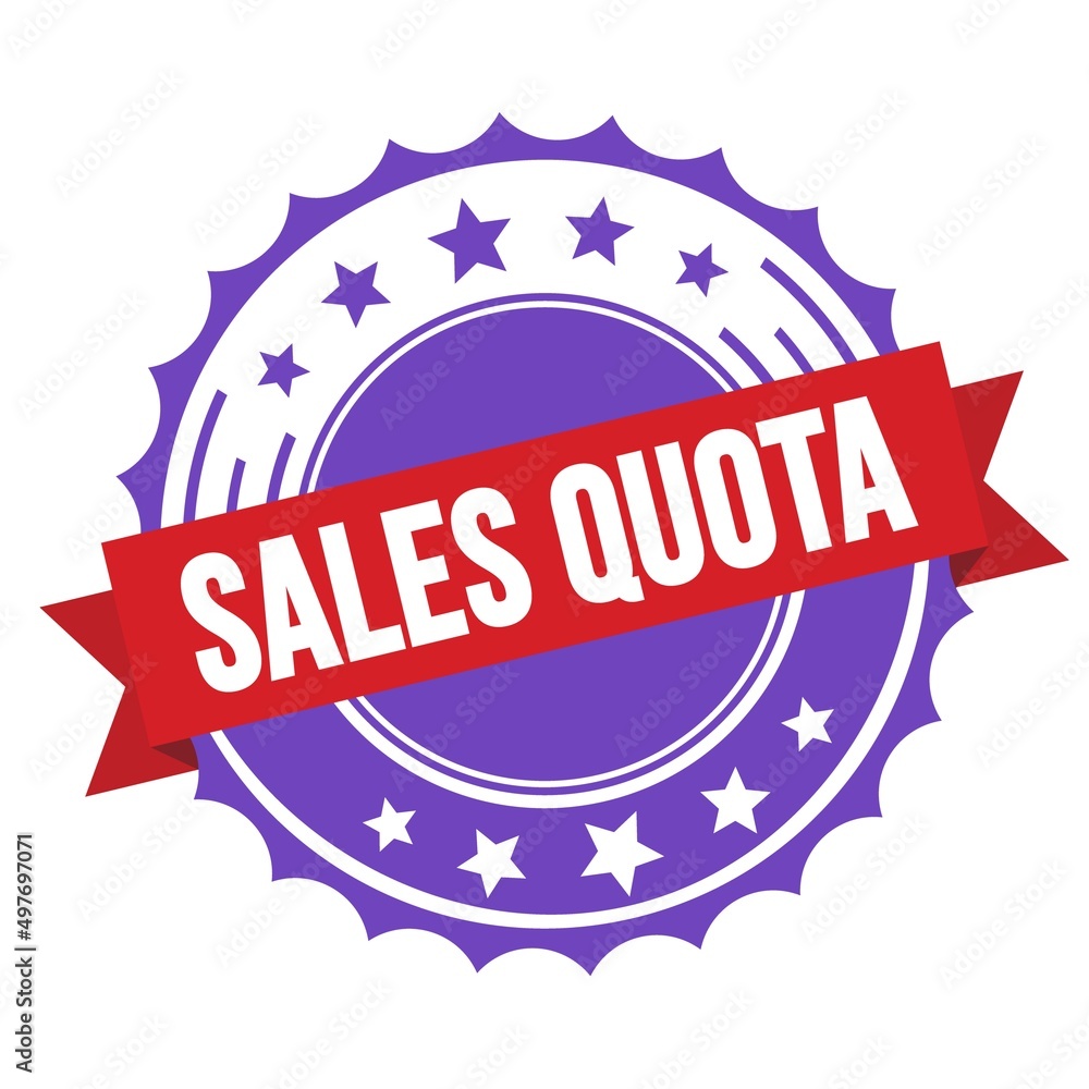SALES QUOTA text on red violet ribbon stamp. SALES QUOTA text on red violet ribbon stamp.