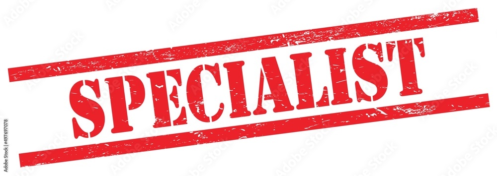 SPECIALIST text on red grungy rectangle stamp. SPECIALIST text on red grungy rectangle stamp.