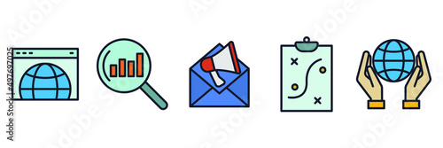 digital marketing set icon symbol template for graphic and web design collection logo vector illustration