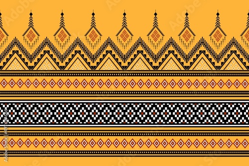 Geometric ethnic oriental seamless pattern traditional Design for background,carpet,wallpaper.clothing,wrapping,Batik fabric,Aztec,Vector illustration.embroidery style - Sadu, sadou, sadow or sado