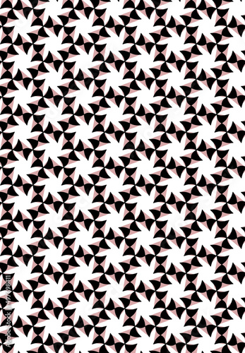 Geometric seamless pattern with abstract flowers in limited colors