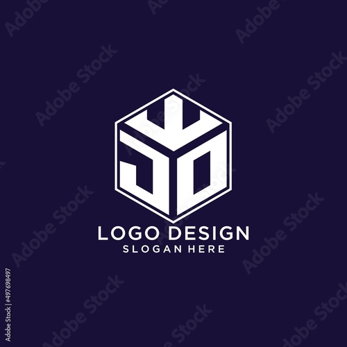 Initials JO logo hexagon shape, creative geometric logo design concept