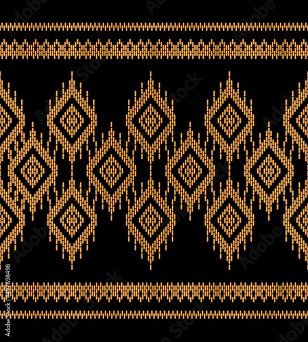 Geometric ethnic oriental seamless pattern traditional Design for background,carpet,wallpaper.clothing,wrapping,Batik fabric,Aztec,Vector illustration.embroidery style - Sadu, sadou, sadow or sado