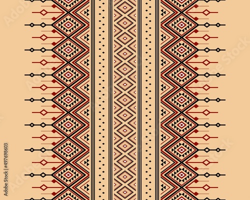 Geometric ethnic oriental seamless pattern traditional Design for background,carpet,wallpaper.clothing,wrapping,Batik fabric,Aztec,Vector illustration.embroidery style - Sadu, sadou, sadow or sado