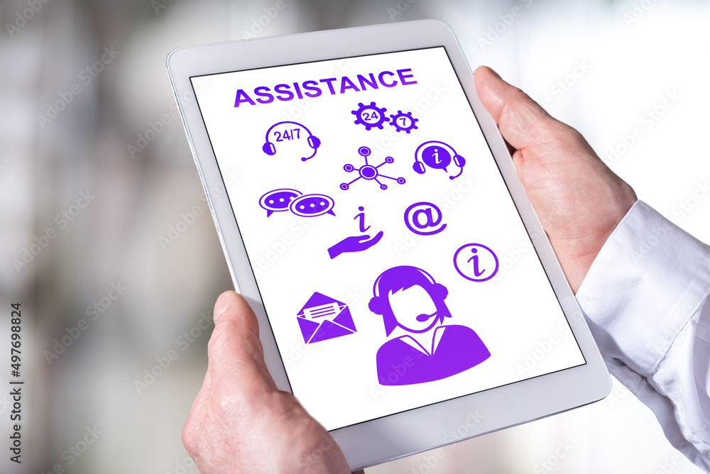 Assistance concept on a tablet Assistance concept on a tablet