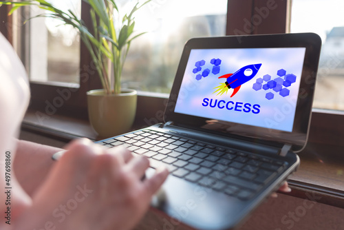 Success concept on a laptop screen