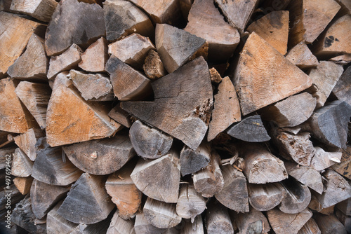 harrow stacked split firewood wooden texture background