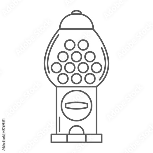 Gumball machine line icon. Retro vending dispenser for candies and bubblegums. Sweets slot vector illustration isolated on white background