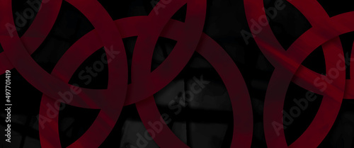 Abstract dark red background with circles and rings in modern design, black background with red circle rings in faded distressed vintage grunge texture design, old geometric pattern paper background.