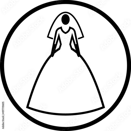 Bride in wedding dress vector icon. Woman getting married
