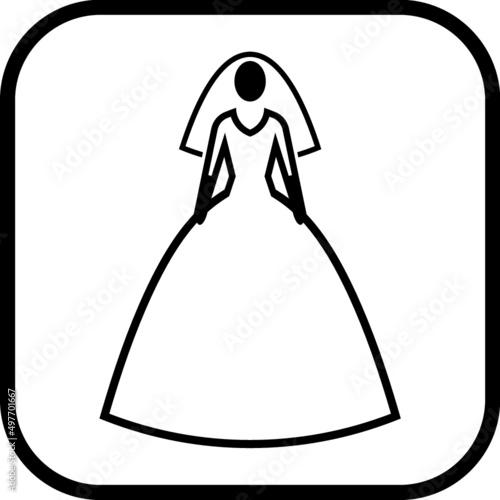 Bride in wedding dress vector icon. Woman getting married

