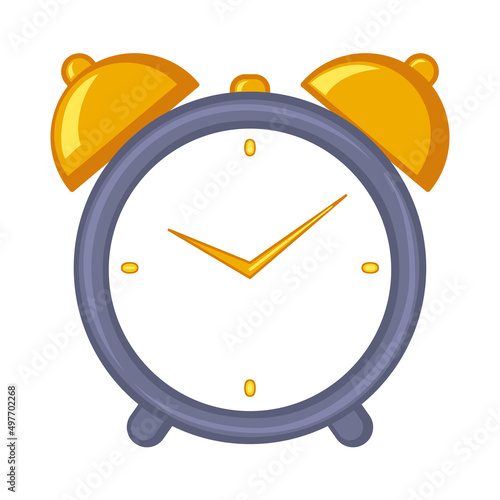 Colorful cartoon alarm clock icon on white background