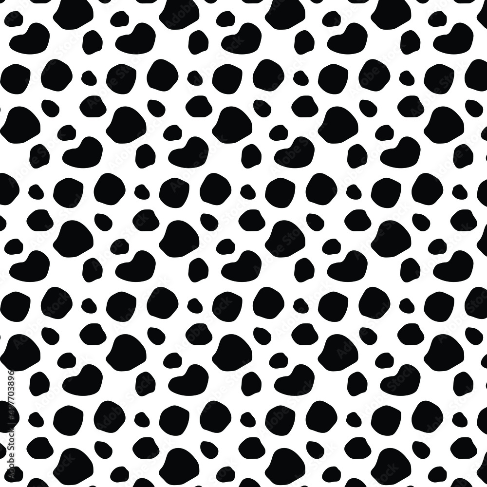 Dalmatian black dot skin seamless vector pattern on white background. Dalmatian black dot skin seamless vector pattern on white background.
